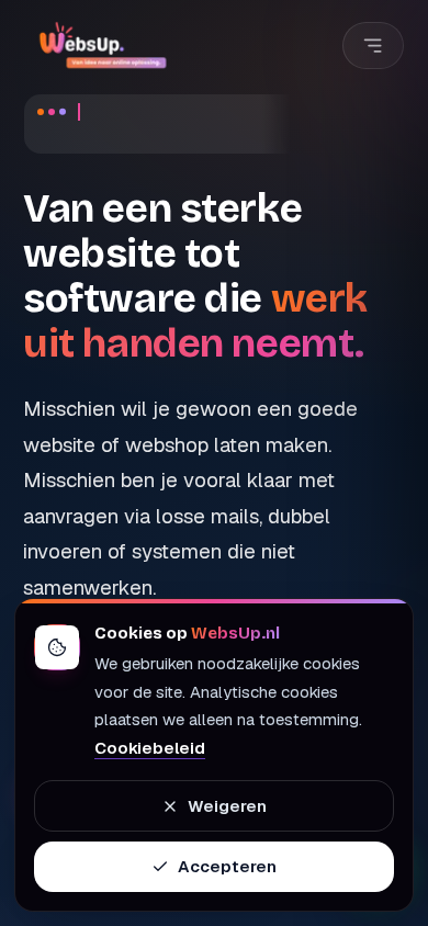 Huidige homepage op mobiel